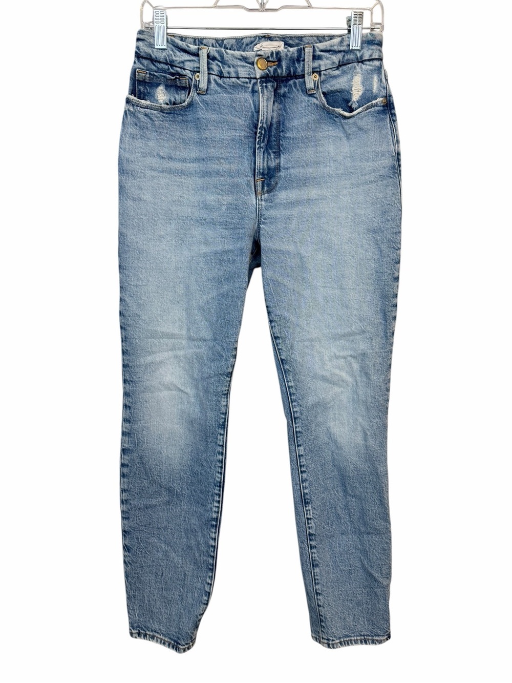 Good American Good Classic Skinnyish Jeans Light Stonewash Blue sz 6 28